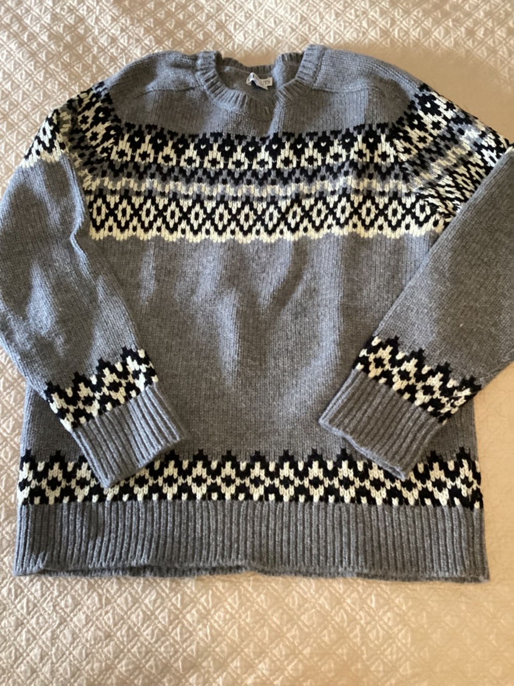 Jcrew Crewcuts boys size 14/16 gray fairisle blended wool sweater